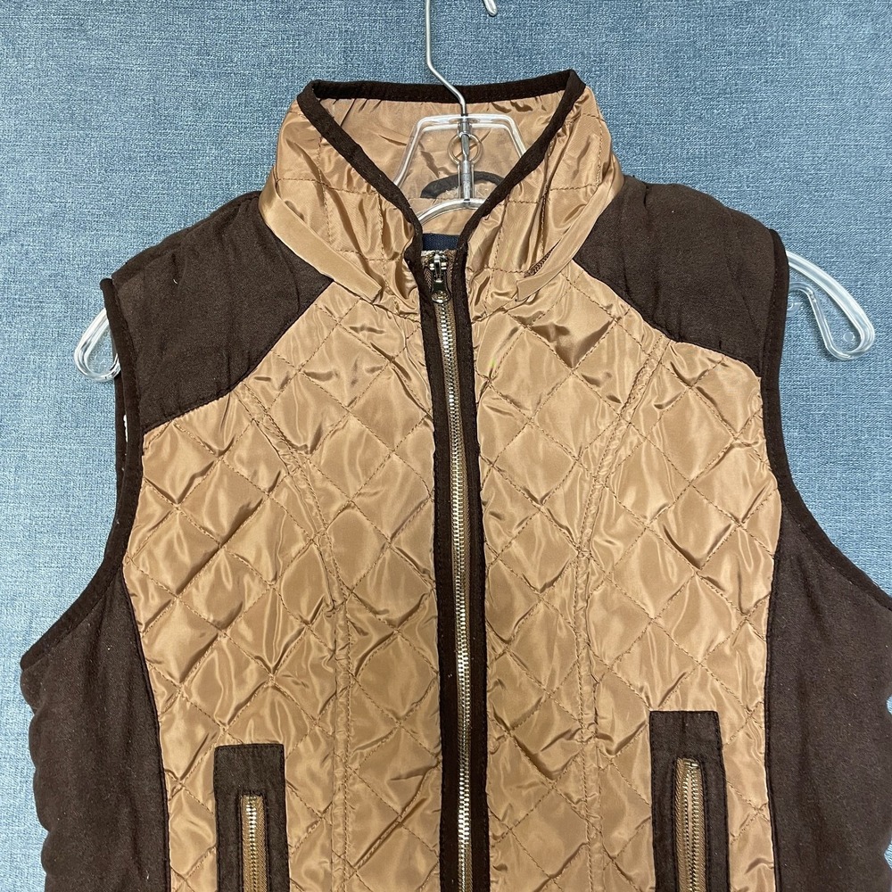 CI Sono Vest Womens Large Brown Quilted Front Zip Mock Neck Sleeveless Outdoor - Picture 2 of 11